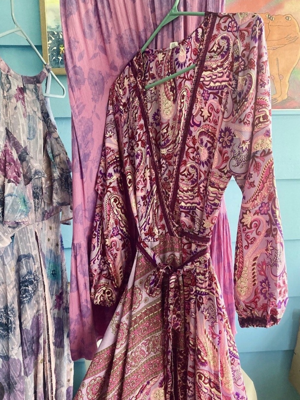 Lildy Paisley Tie Spaghetti Strap Pleated Maxi Dress | Multicolor | Size Large